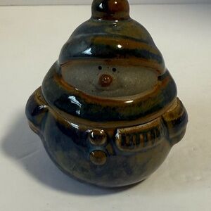 Charming Vintage Ceramic Snowman Figurine - Green and Brown